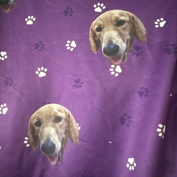 Golden Retriever Womens Pajama Set Medium Dog Purple Paw Prints Novelty Stretch - Picture 2 of 9